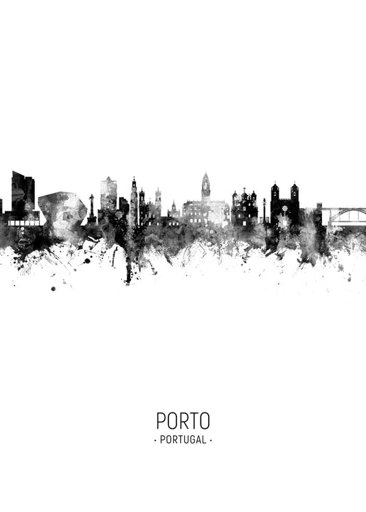 Porto Skyline en blanco y negro