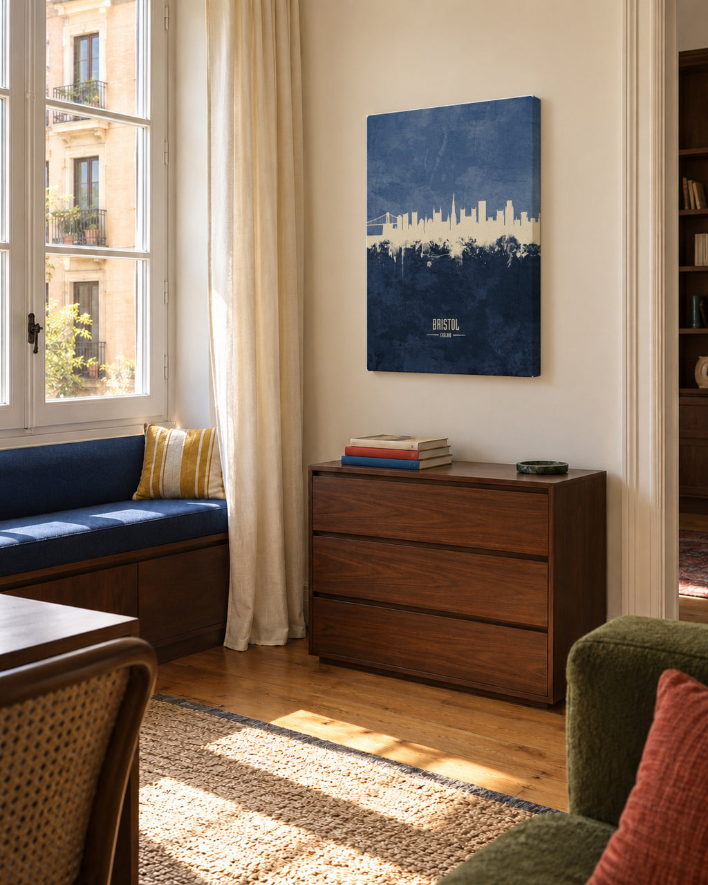Bristol Skyline Azul - Unframed canvas in an interior