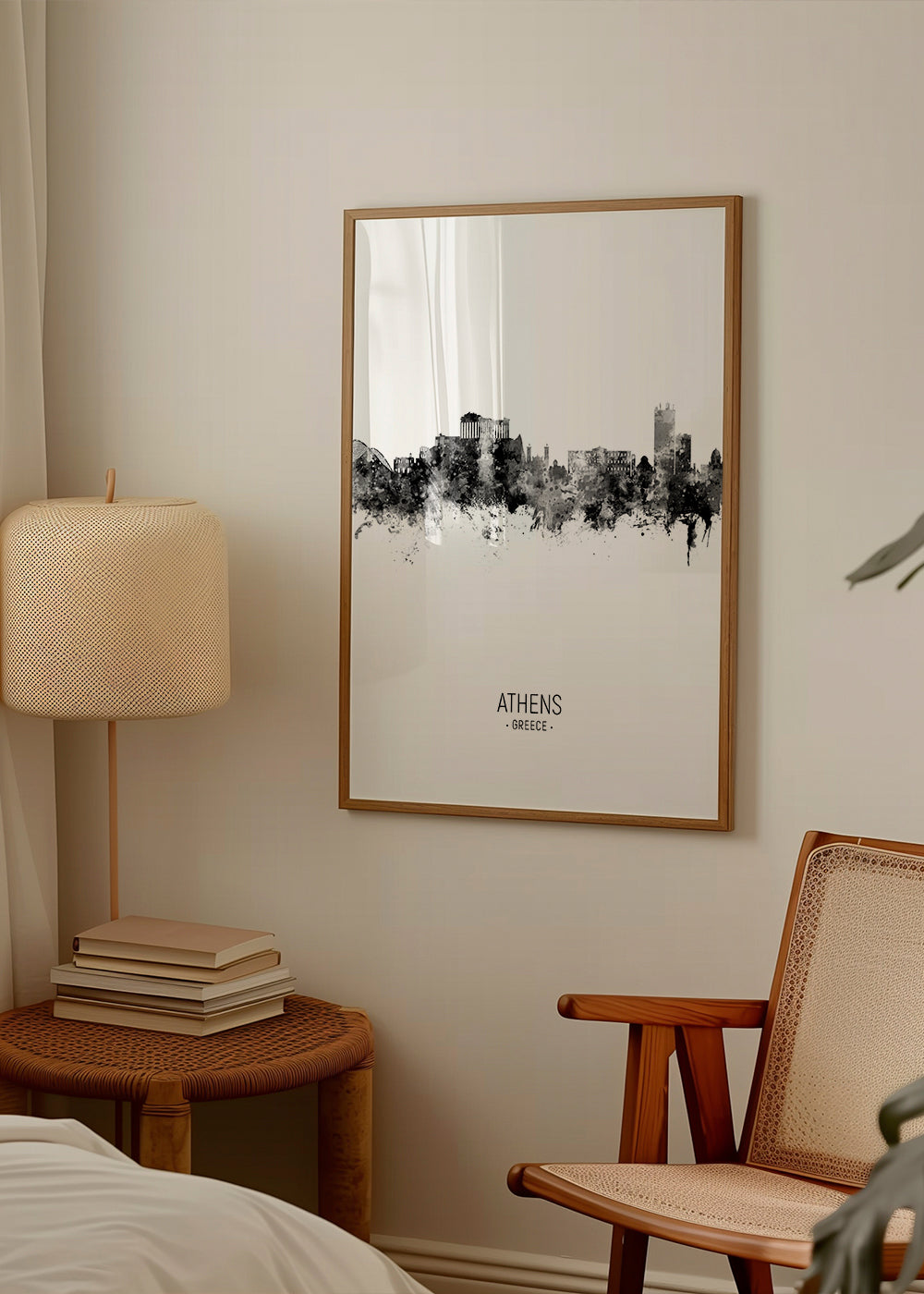 Athens Skyline blanco y negro