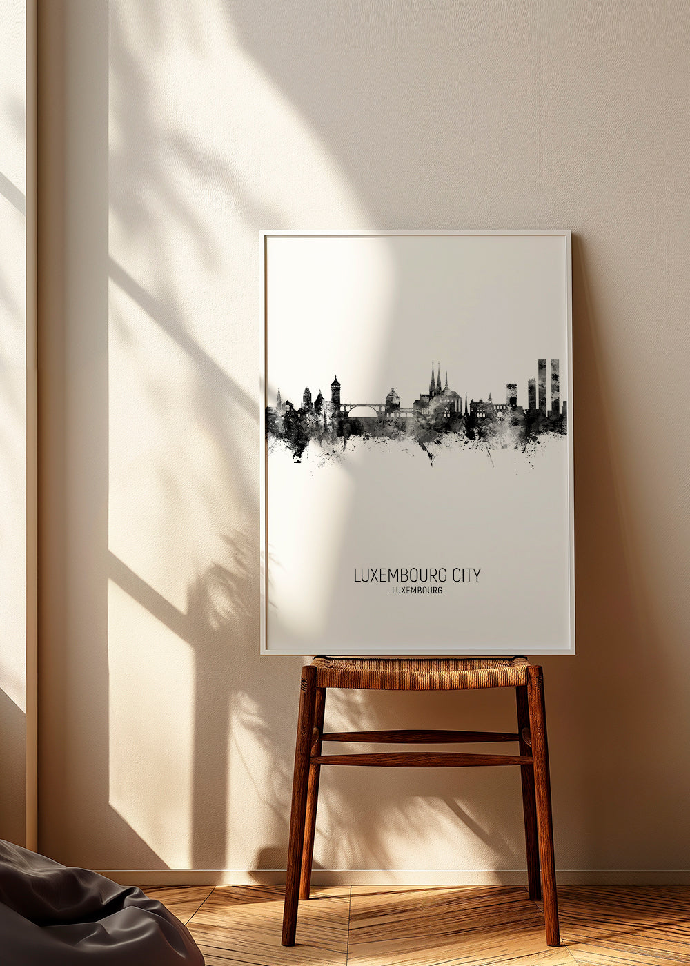 Luxembourg City Skyline blanco y negro