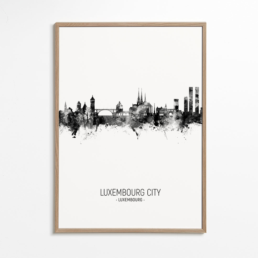 Luxembourg City Skyline blanco y negro