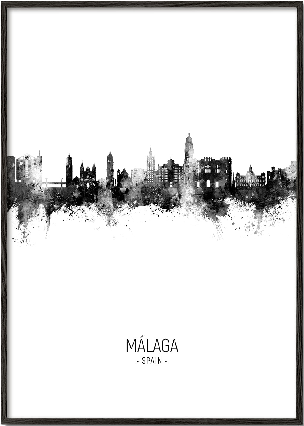 Málaga Skyline blanco y negro