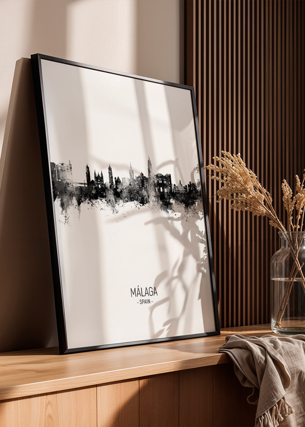 Málaga Skyline blanco y negro