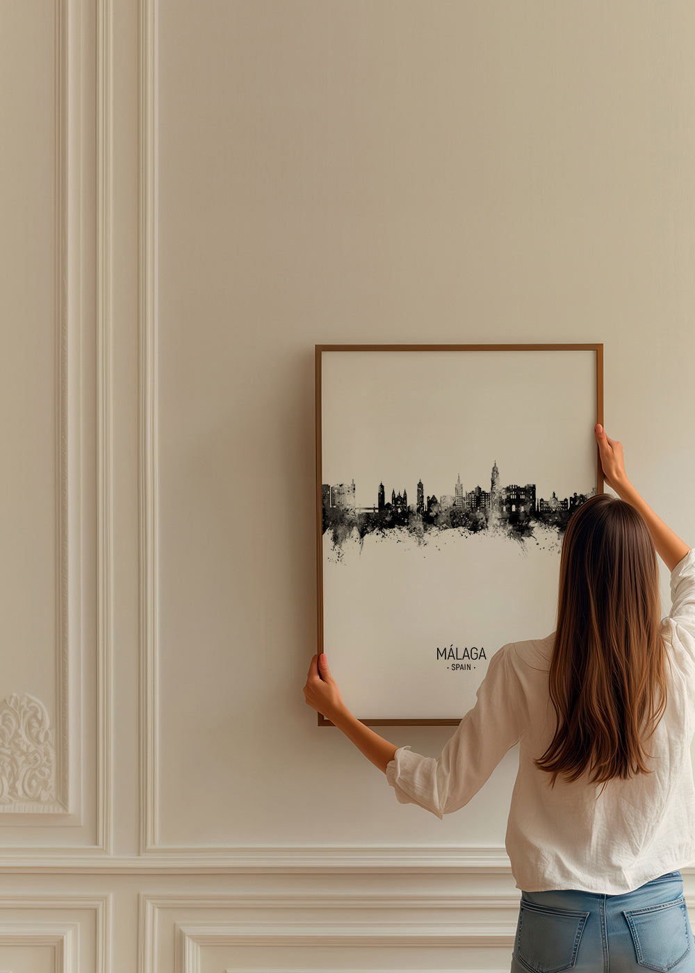 Málaga Skyline blanco y negro