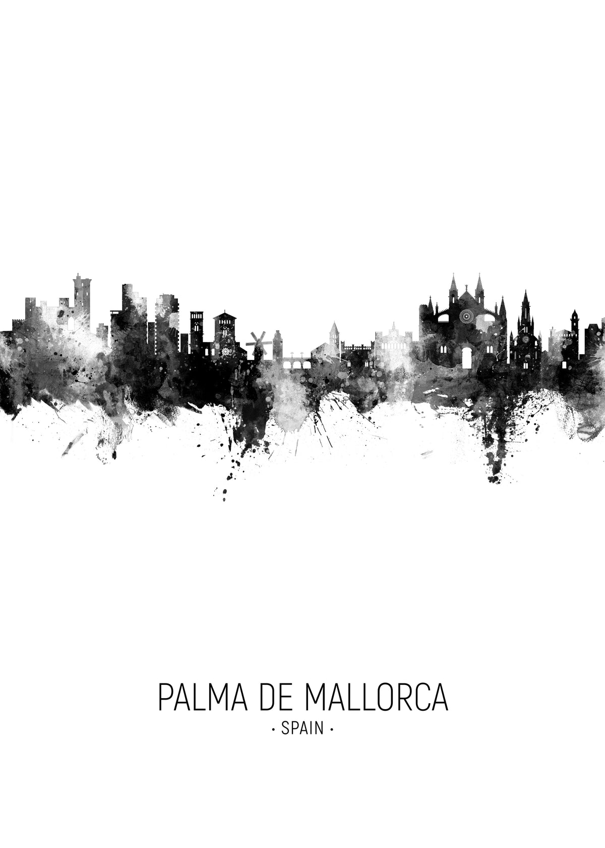 Palma de Mallorca Skyline blanco y negro - Unframed art print