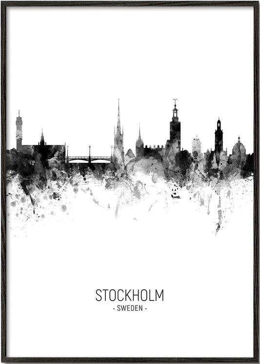 Stockholm Skyline blanco y negro