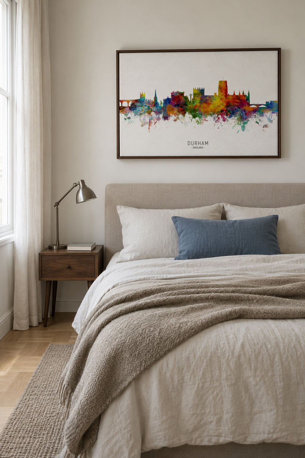 Durham Skyline multicolor - Framed canvas in an interior