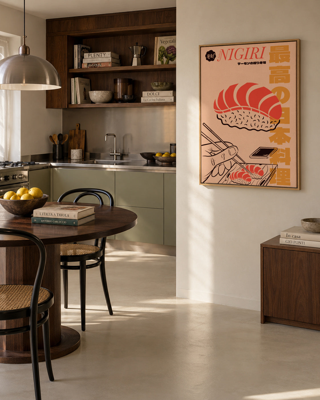 Salmon Nigiri - Framed canvas in an interior
