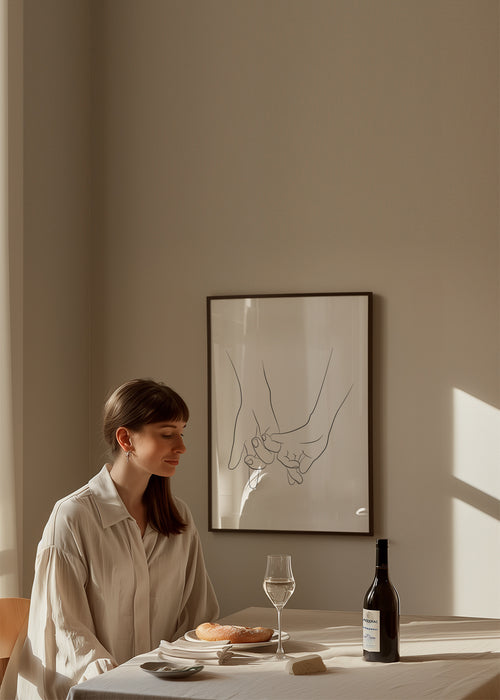 Hands - Pink promise - Framed poster in an interior