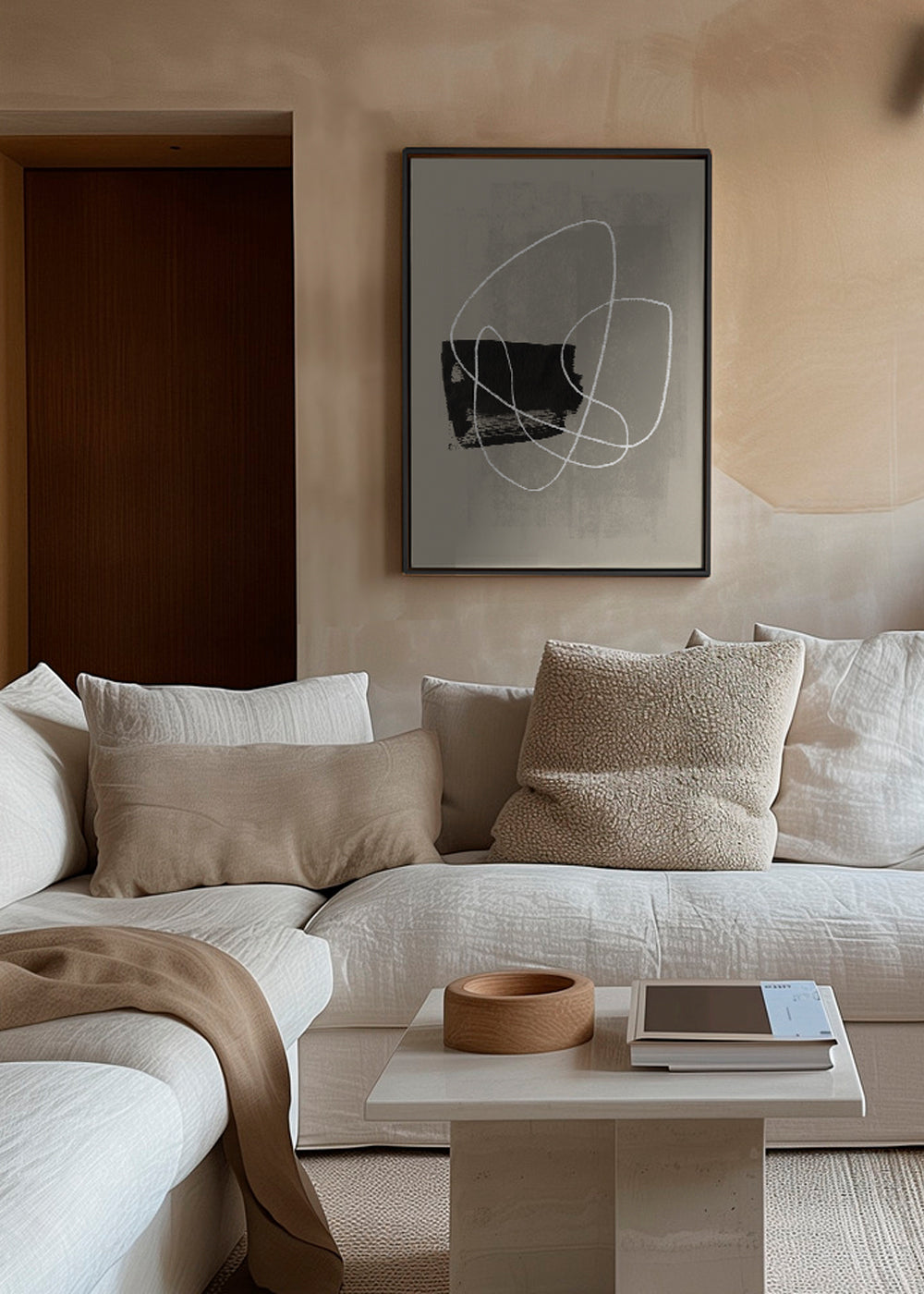 Pencil scribble and ink brush stroke Nº2