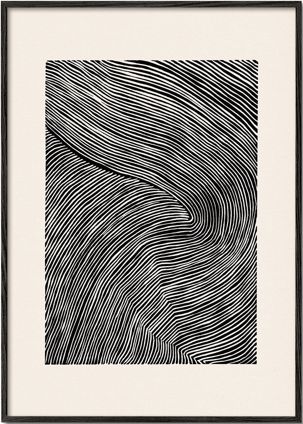 Stripes linocut Nº1 - Black and white