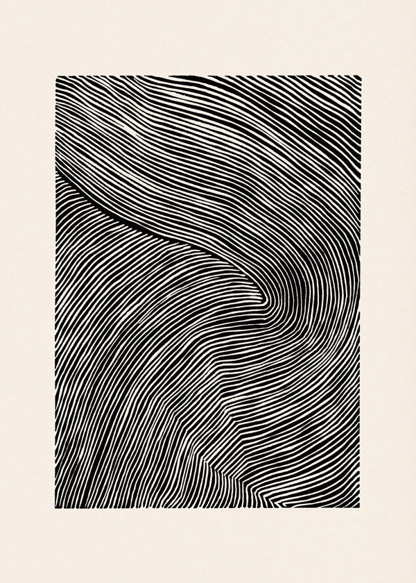 Stripes linocut Nº1 - Black and white