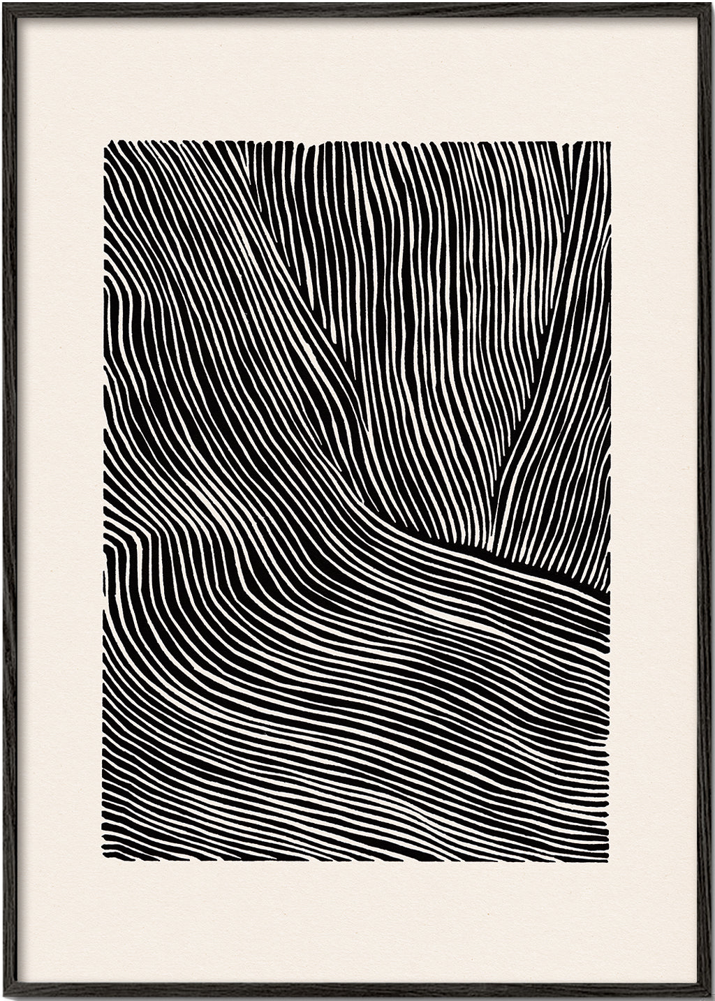 Stripes linocut Nº2 - Black and white
