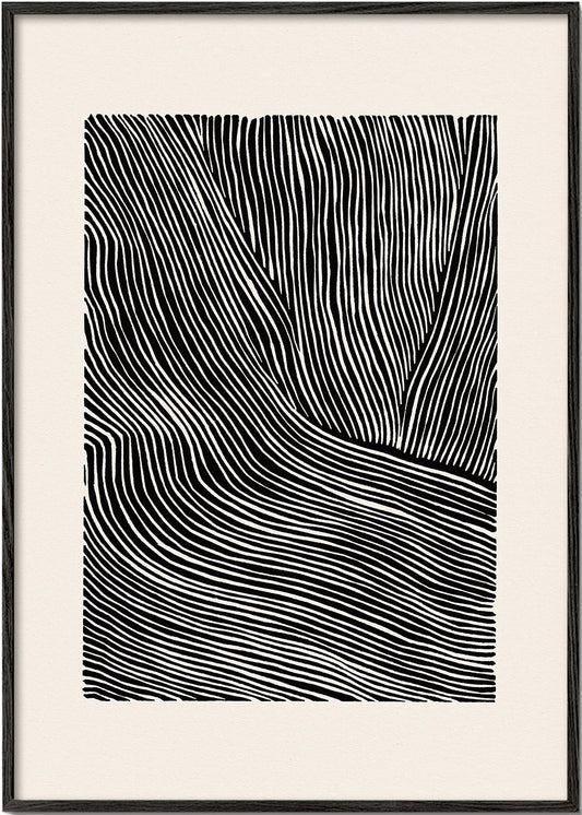 Stripes linocut Nº2 - Black and white