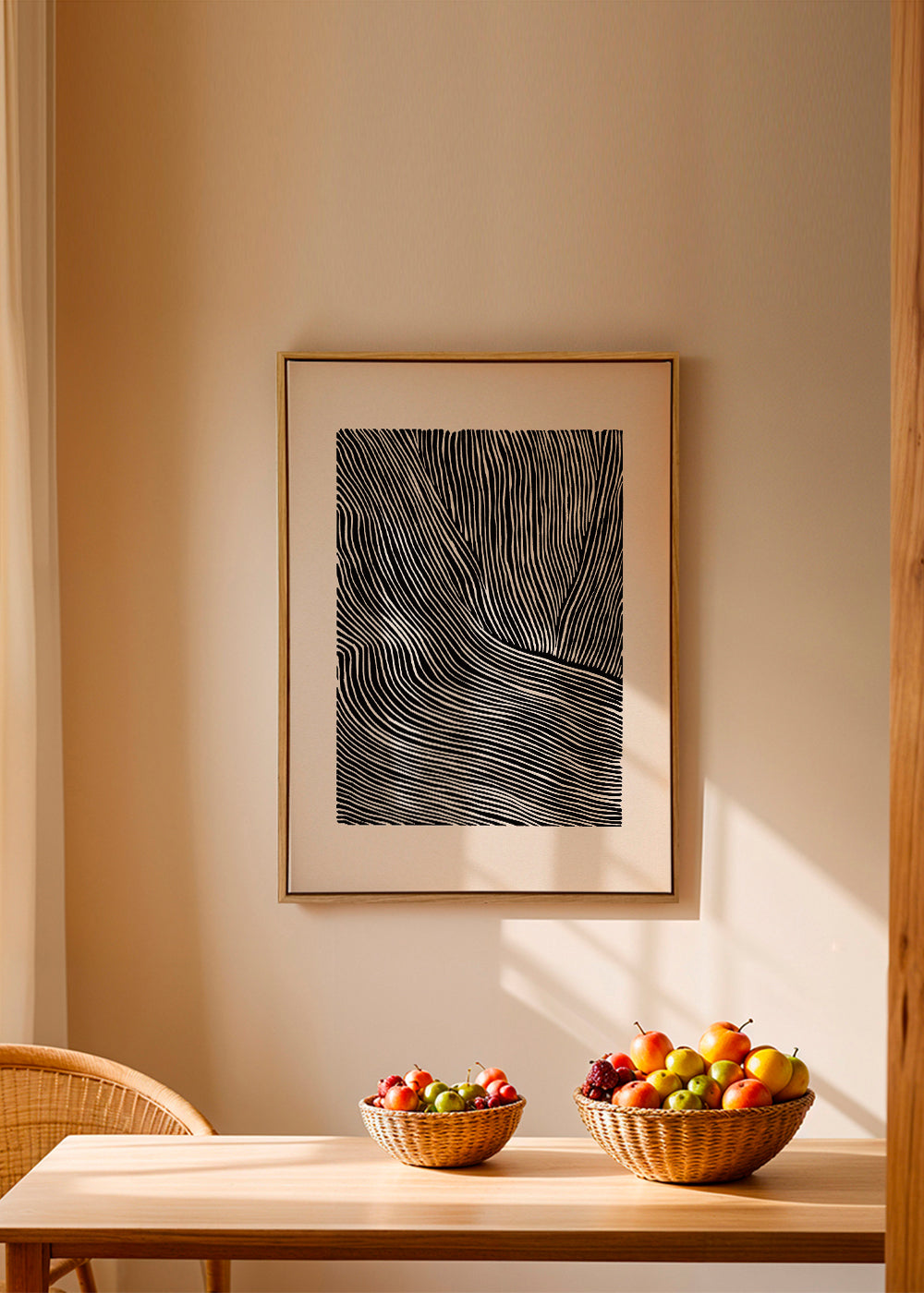 Stripes linocut Nº2 - Black and white