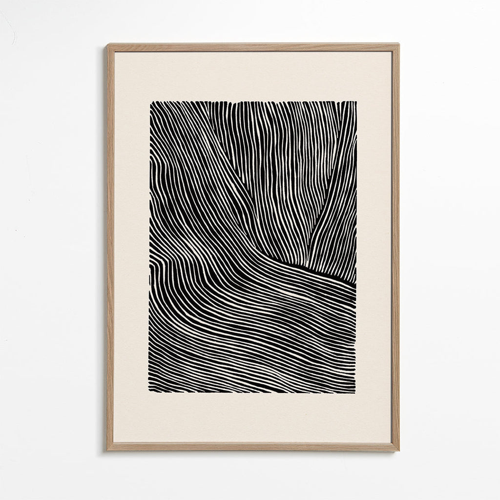 Stripes linocut Nº2 - Black and white