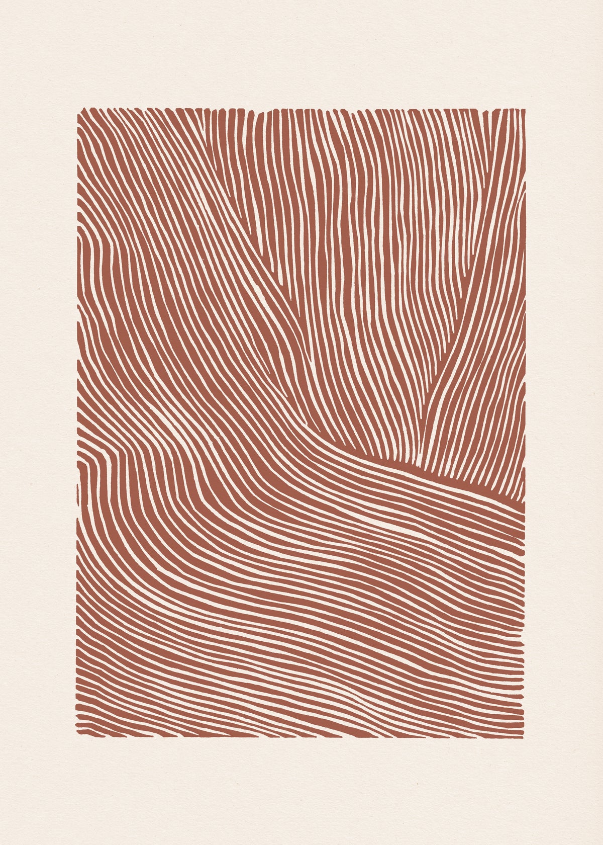 Stripes linocut Nº5 - Terracotta - Unframed art print