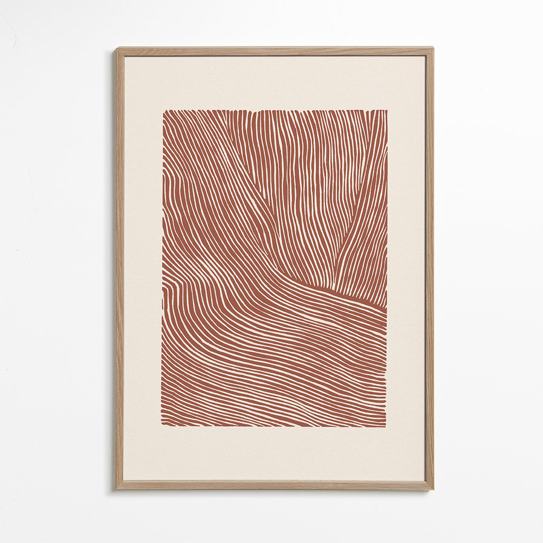 Stripes linocut Nº5 - Terracotta