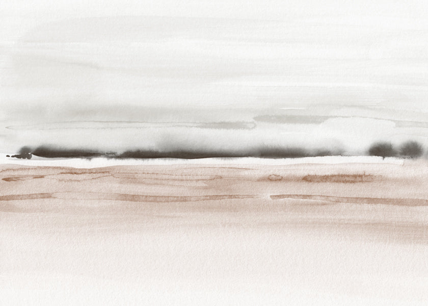 Watercolor ocean in earthy tones