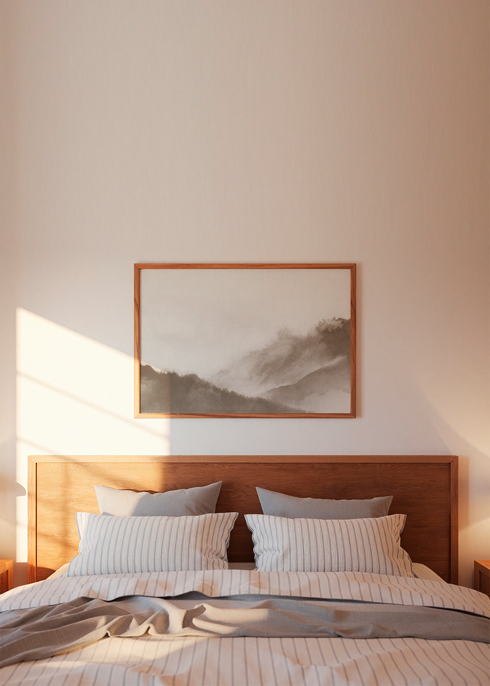 Misty mountains in sepia tones