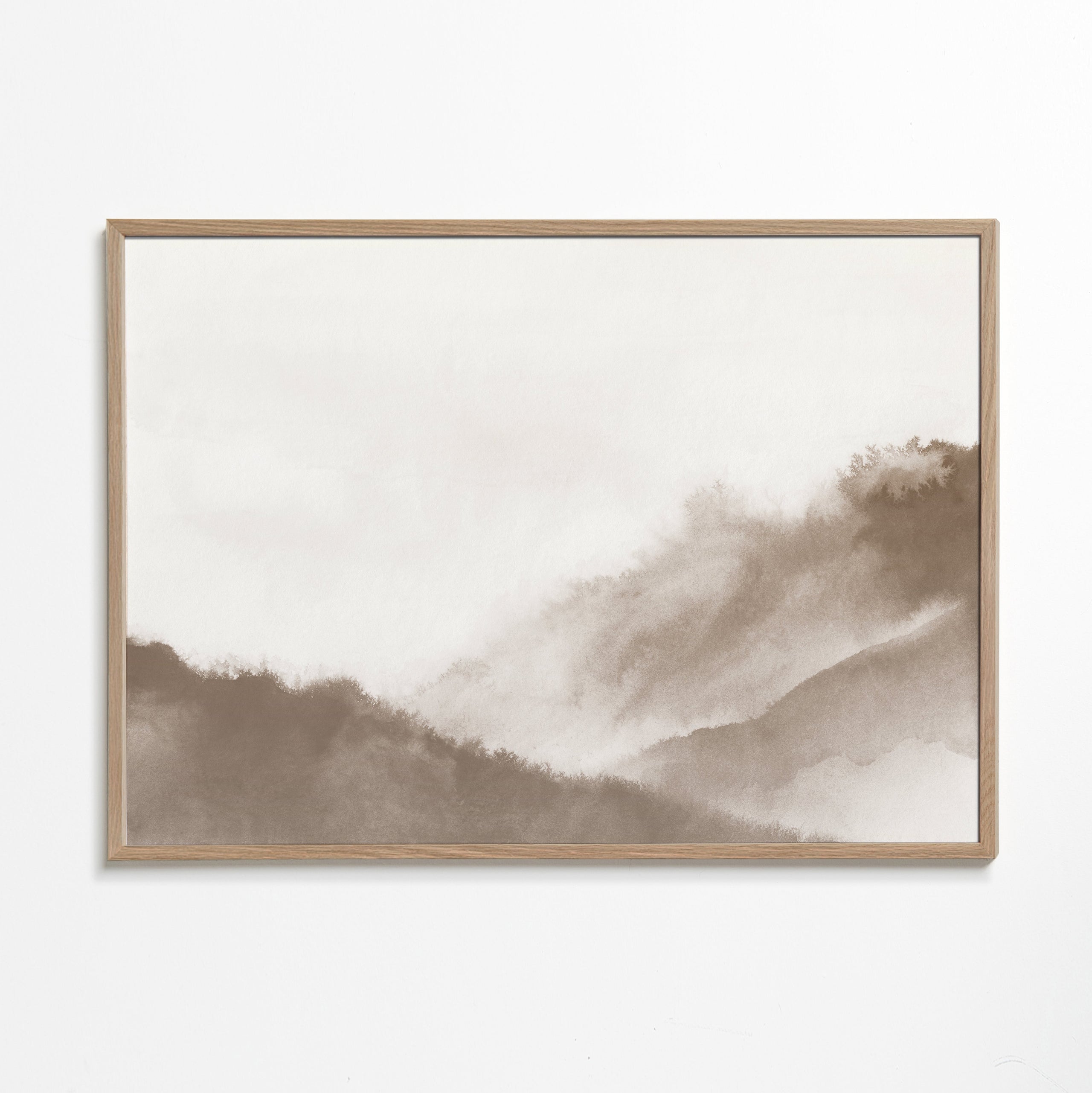 Misty mountains in sepia tones