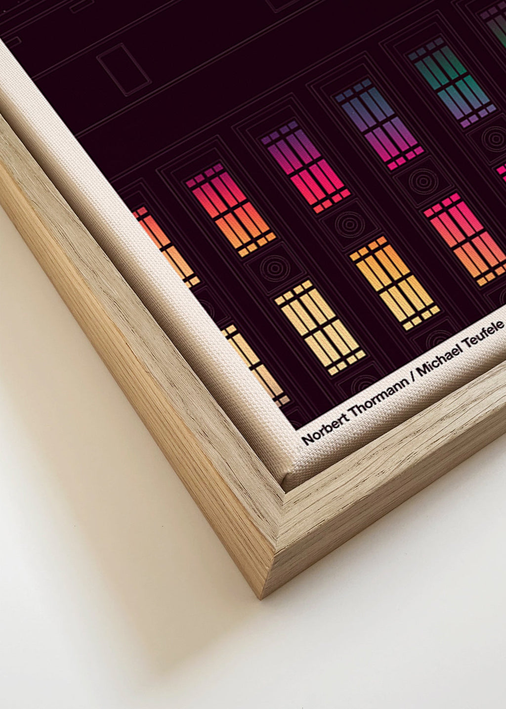 Cuadro de ciudades con fachada iluminada – Canvas detail