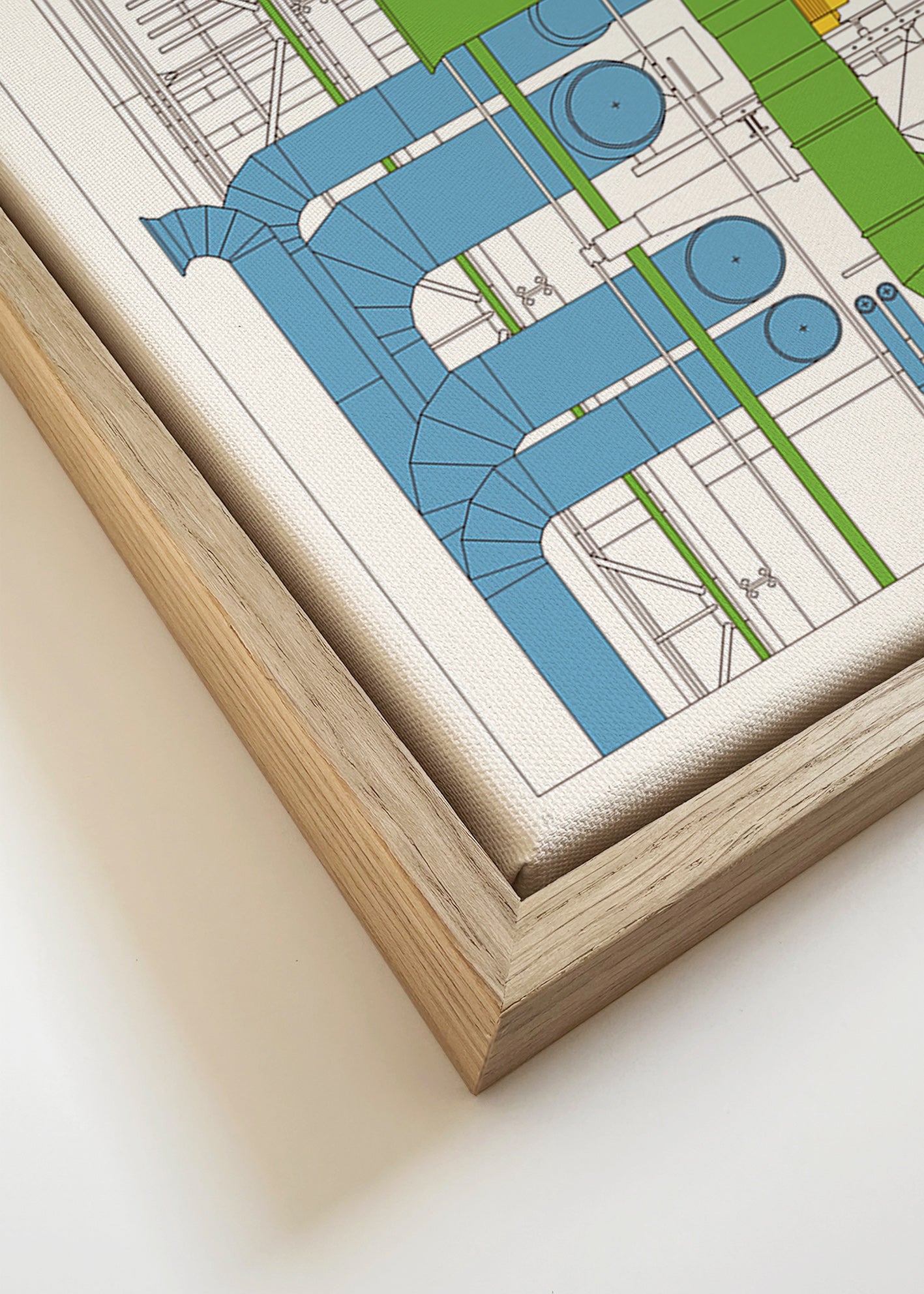 Cuadro de ciudades Centre Pompidou, diagrama arquitectónico – Canvas detail