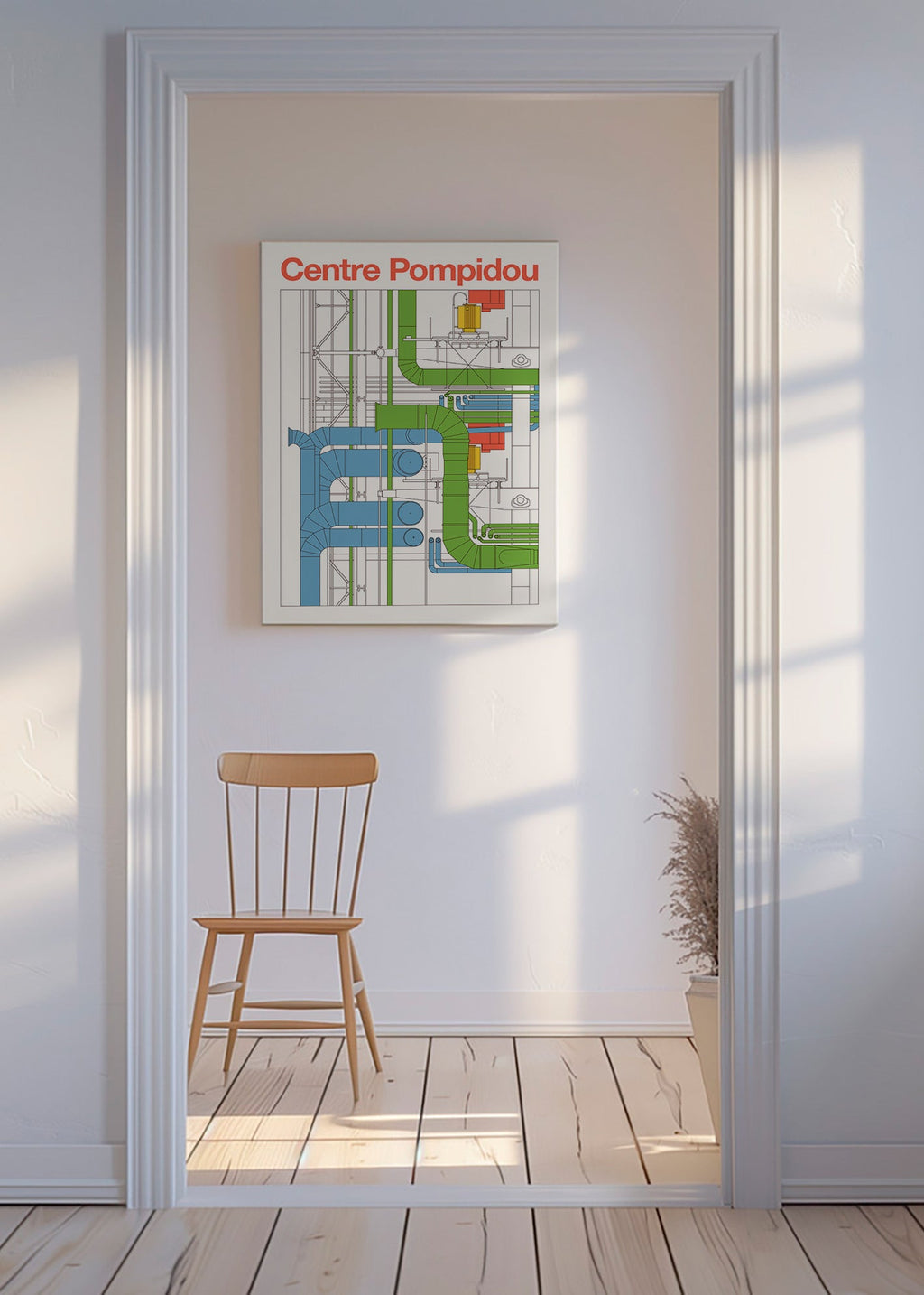 Cuadro de ciudades Centre Pompidou, diagrama arquitectónico – Canvas