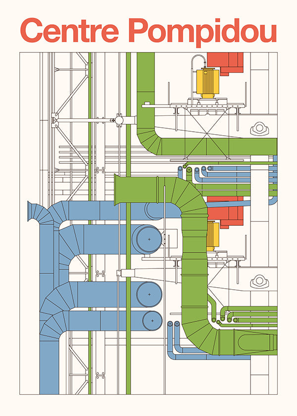 Cuadro de ciudades Centre Pompidou, diagrama arquitectónico