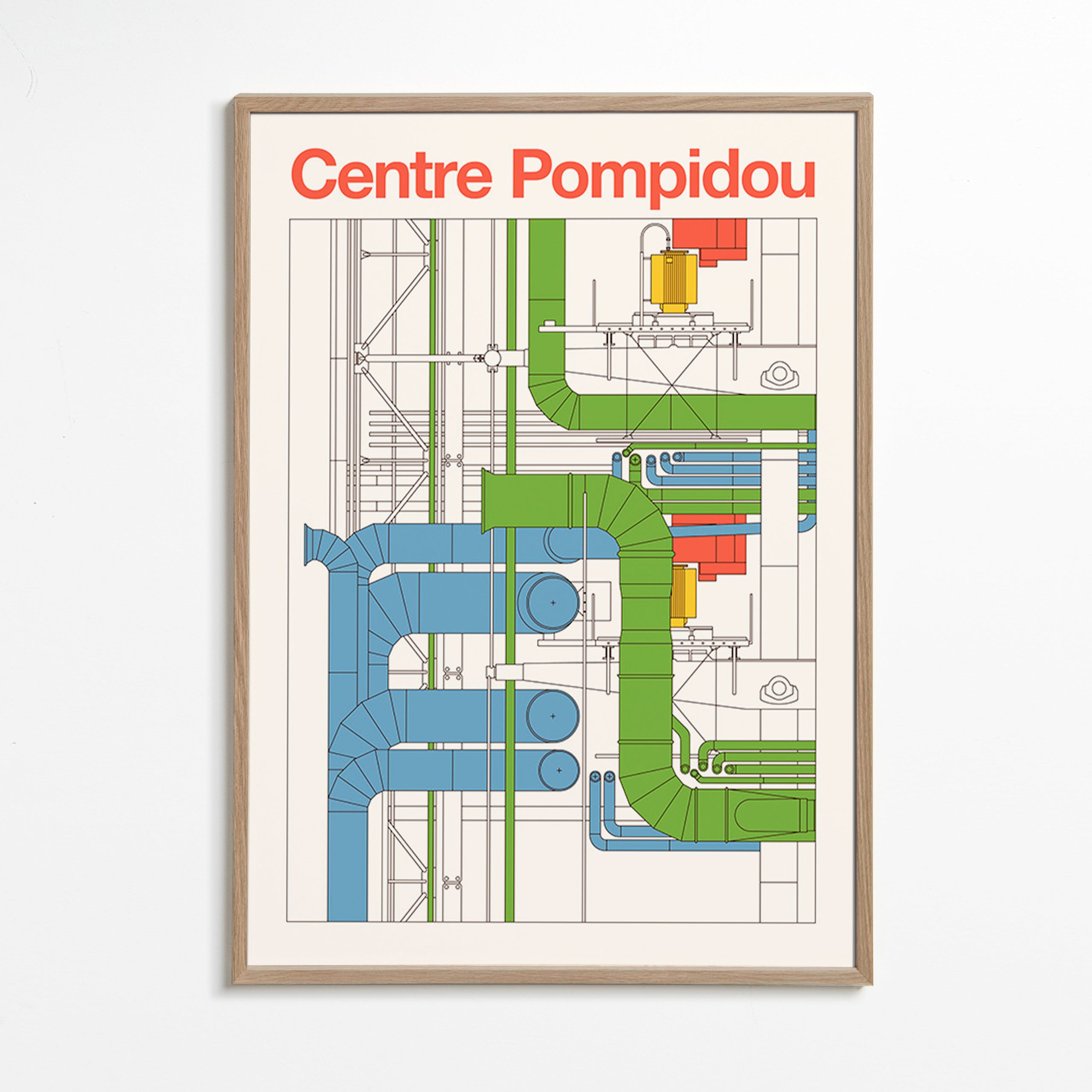 Cuadro de ciudades Centre Pompidou, diagrama arquitectónico – Oak Frame