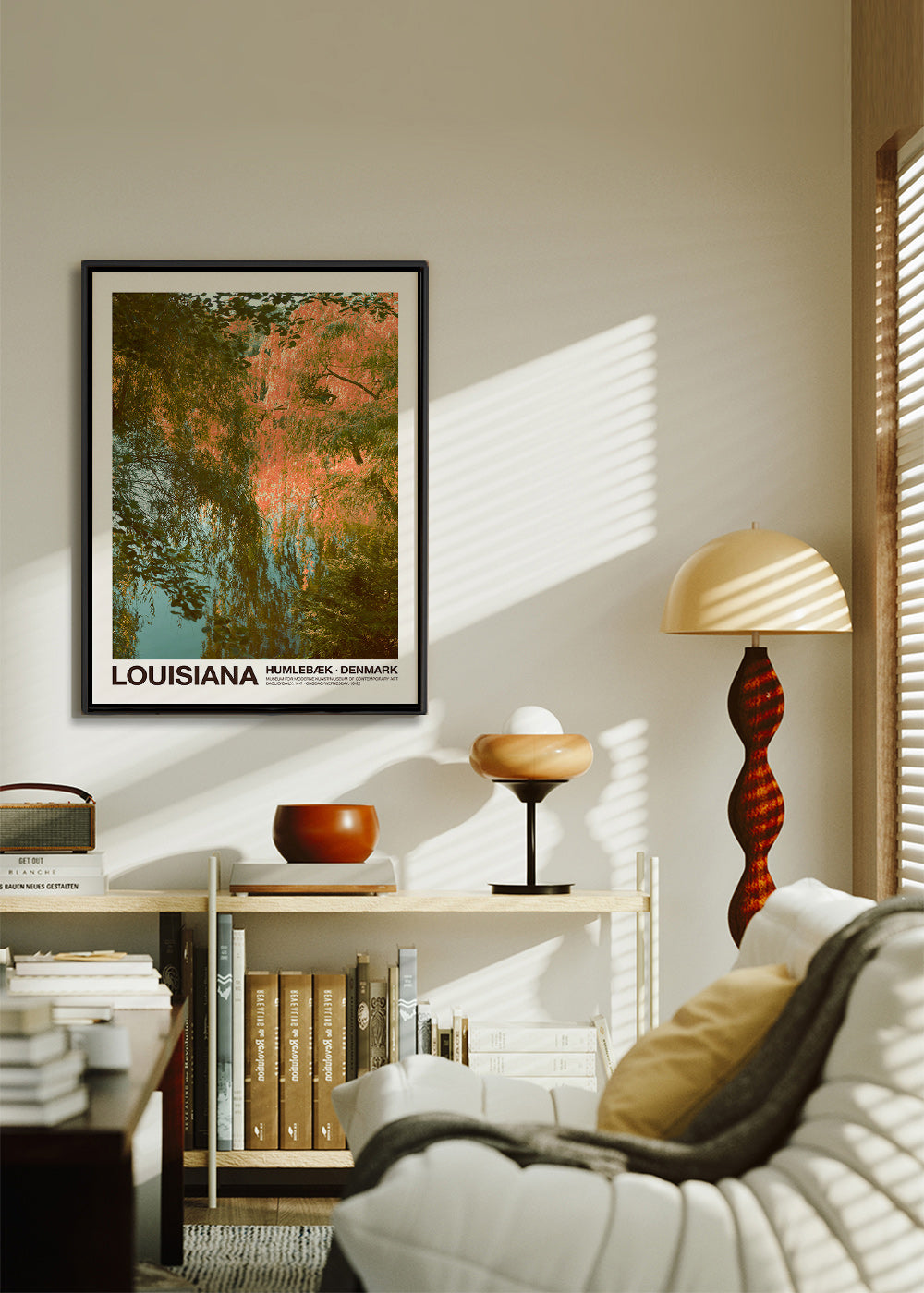 Cuadro de paisaje con lago y reflejos rosados – Canvas2