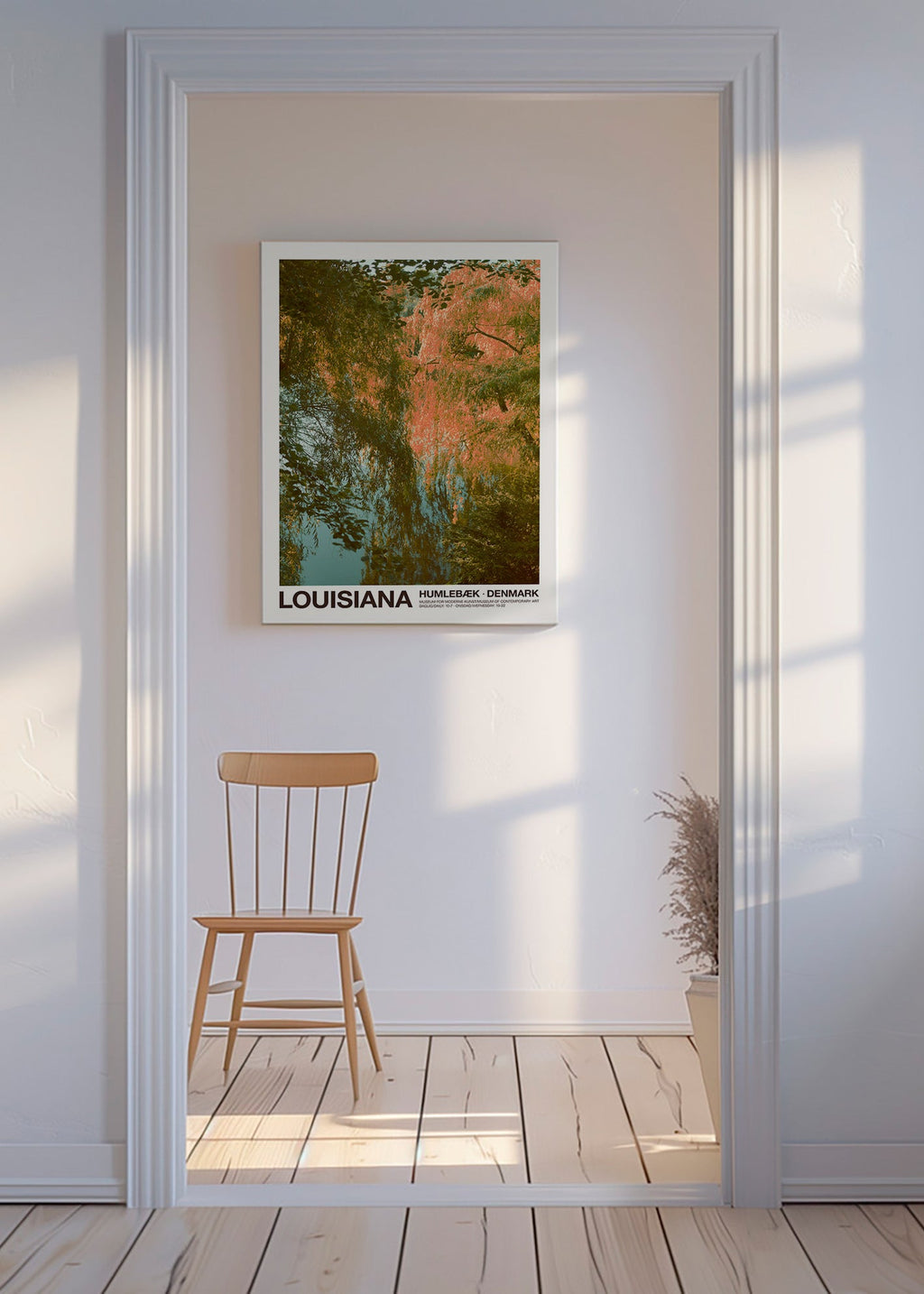 Cuadro de paisaje con lago y reflejos rosados – Canvas