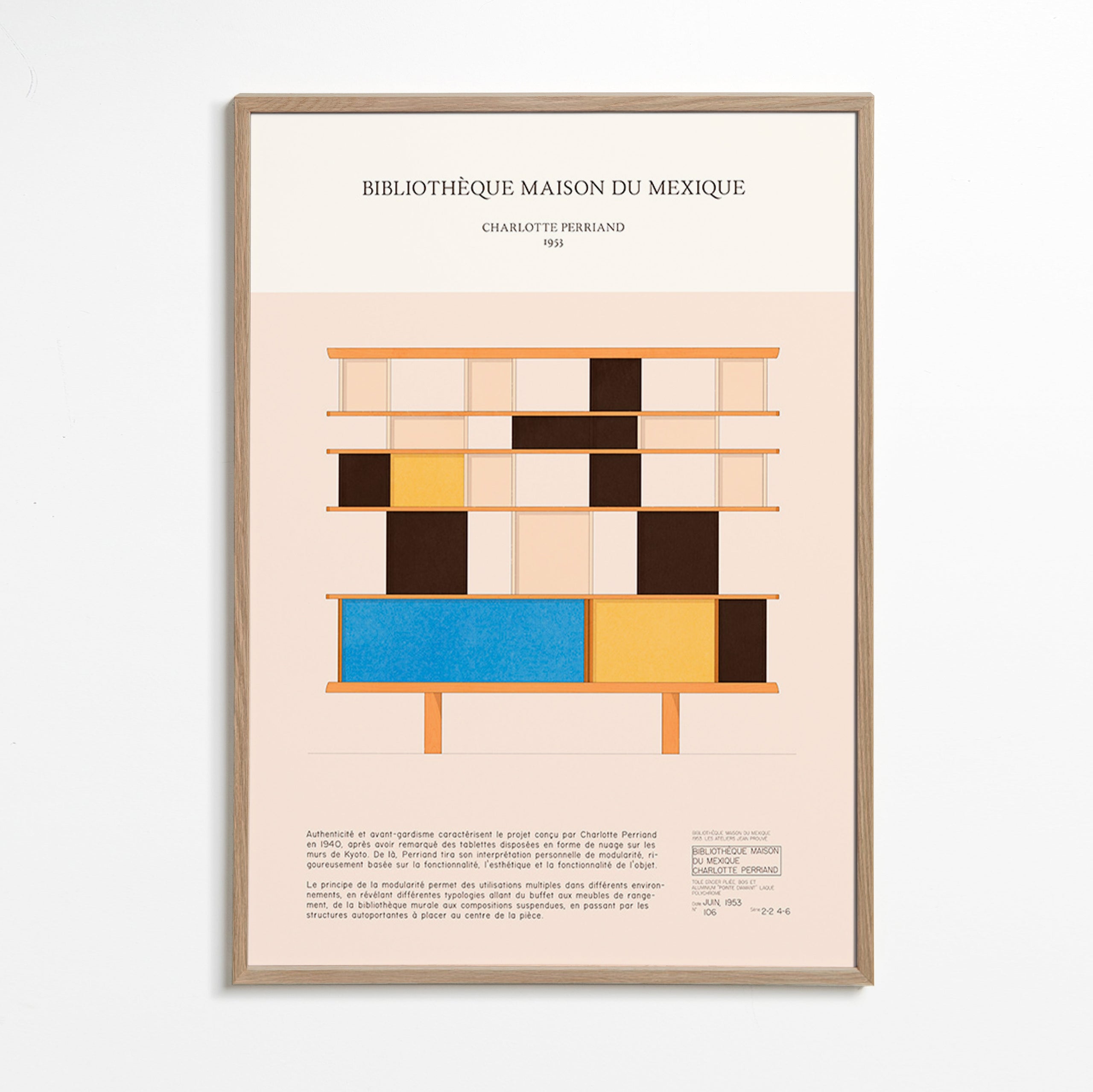 Ilustración estantería modular de 1955 – Oak Frame