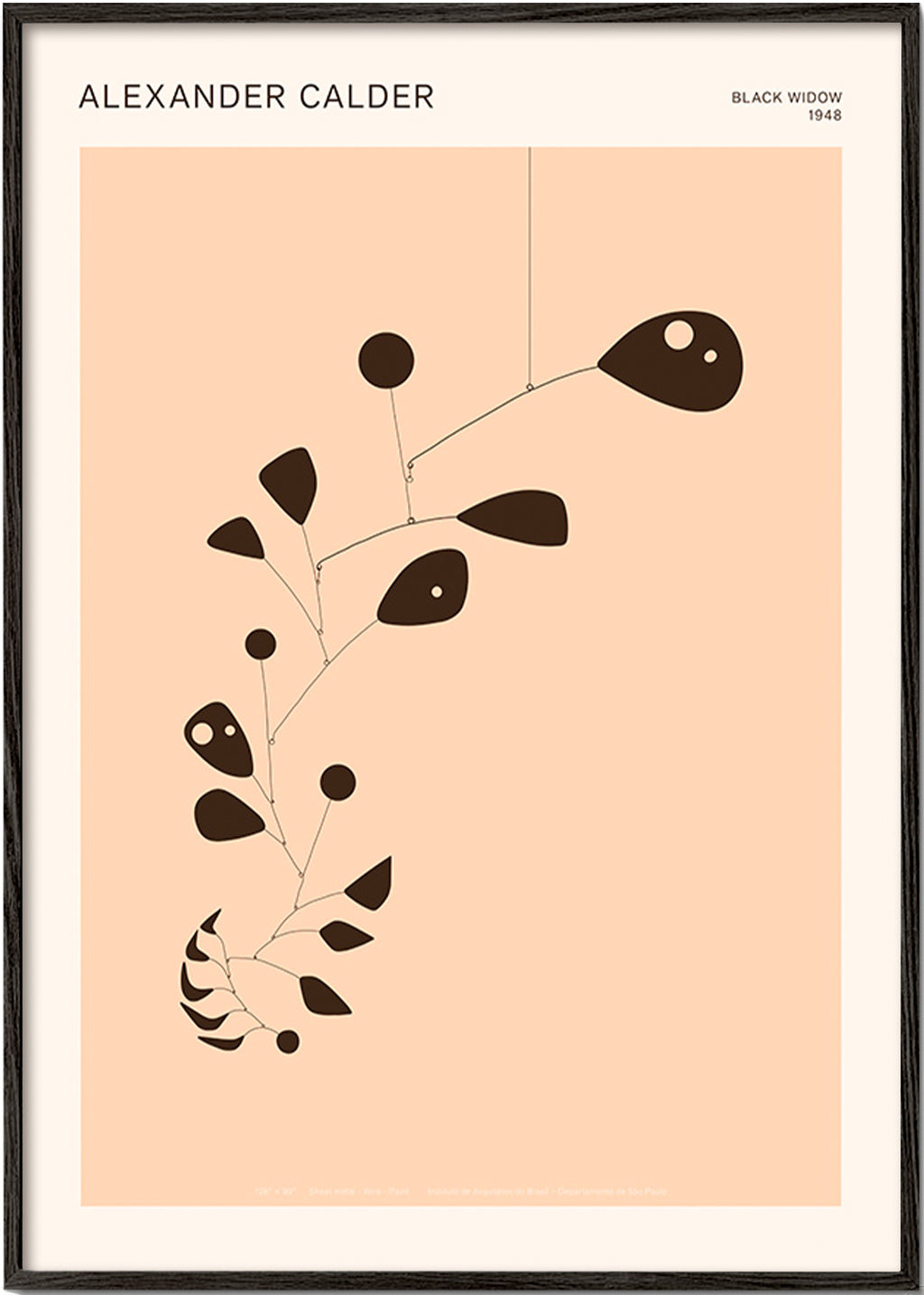 Lámina botánica Calder con móvil orgánico – Black Frame