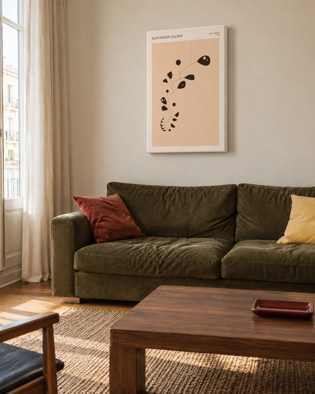 Alexander Calder - Black Widow - Mobile - Unframed canvas in an interior