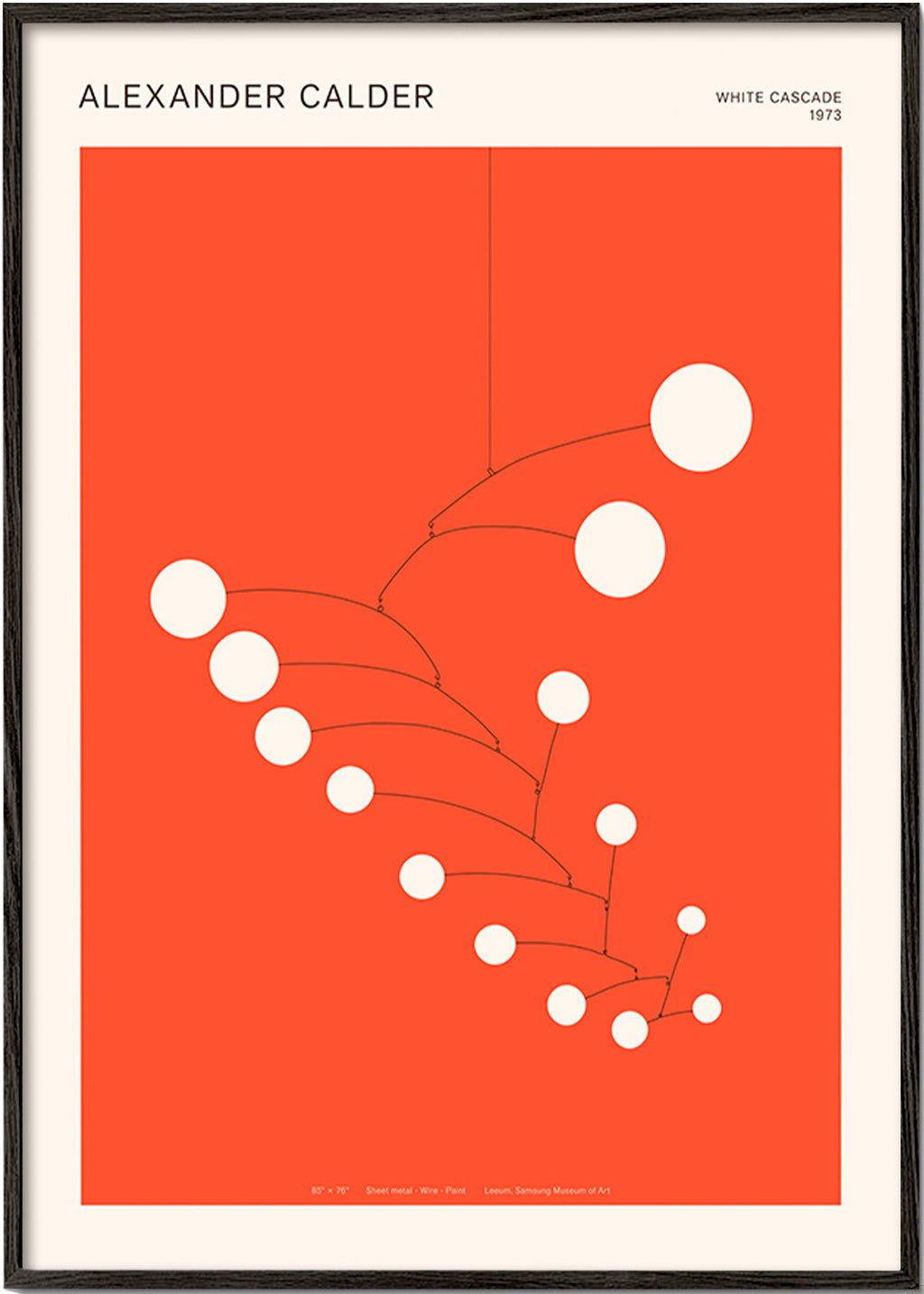 Cuadro abstracto móvil rojo con círculos – Black Frame
