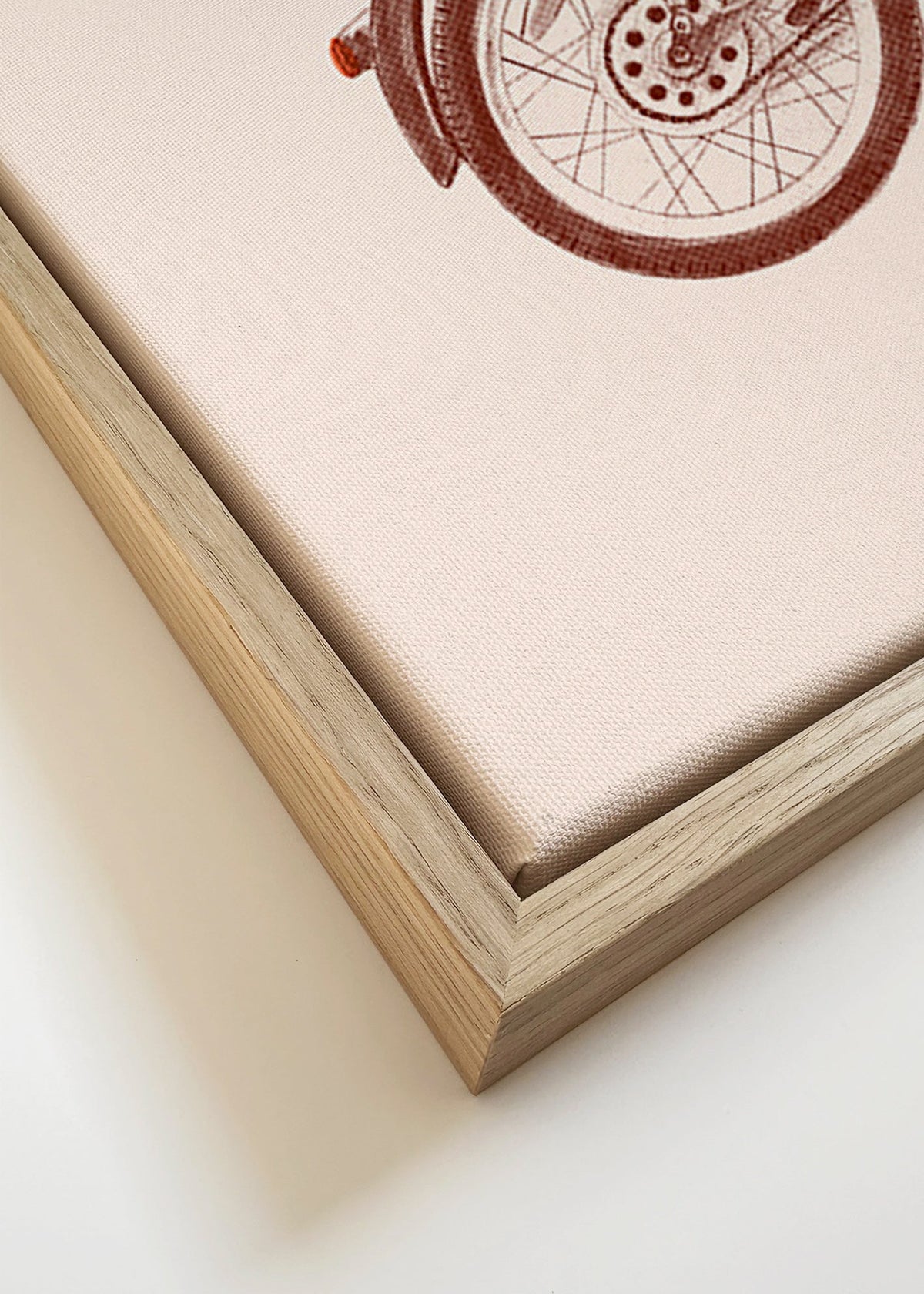 Cuadro vintage moto roja sobre fondo beige – Canvas detail