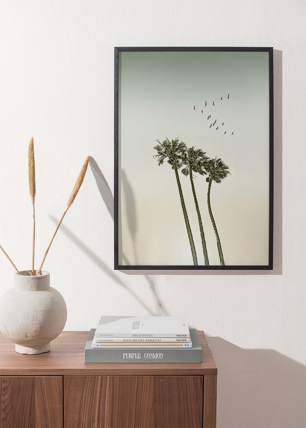 Vintage palm trees at sunset