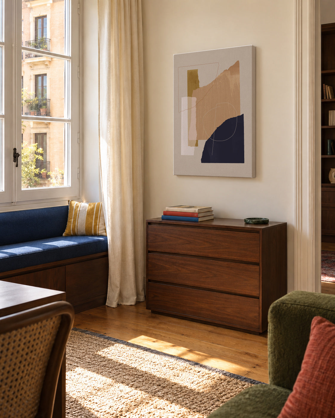 Pieces 17 - Unframed canvas in an interior