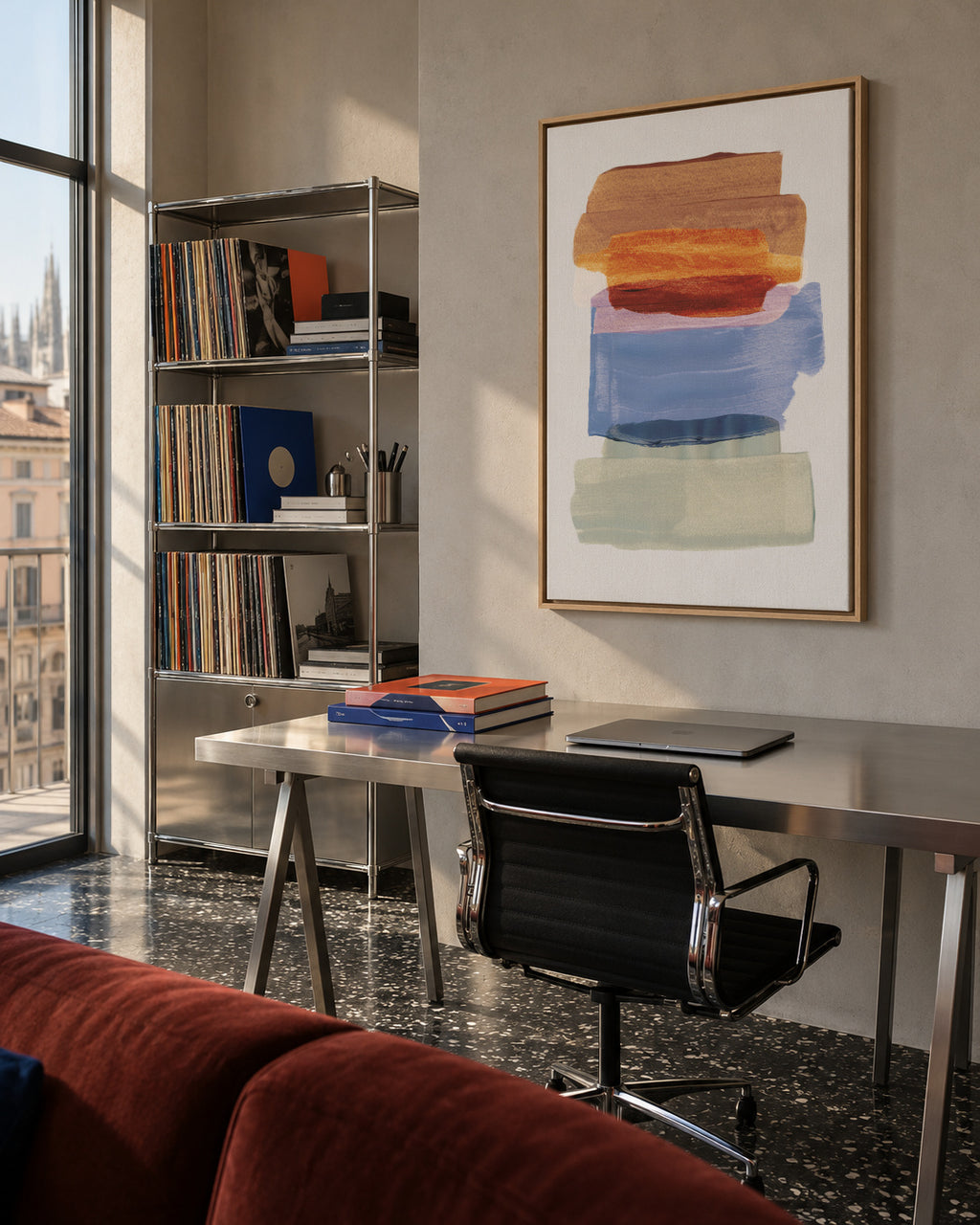 Abstract Brush Strokes 49 - Framed canvas in an interior