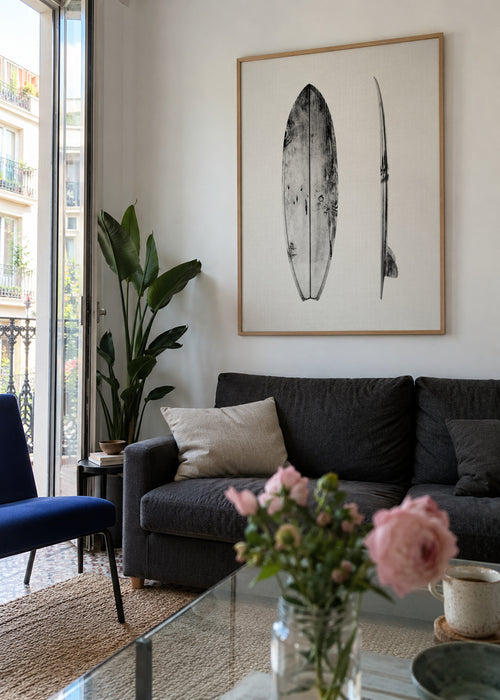 Surfboard - Framed poster in an interior