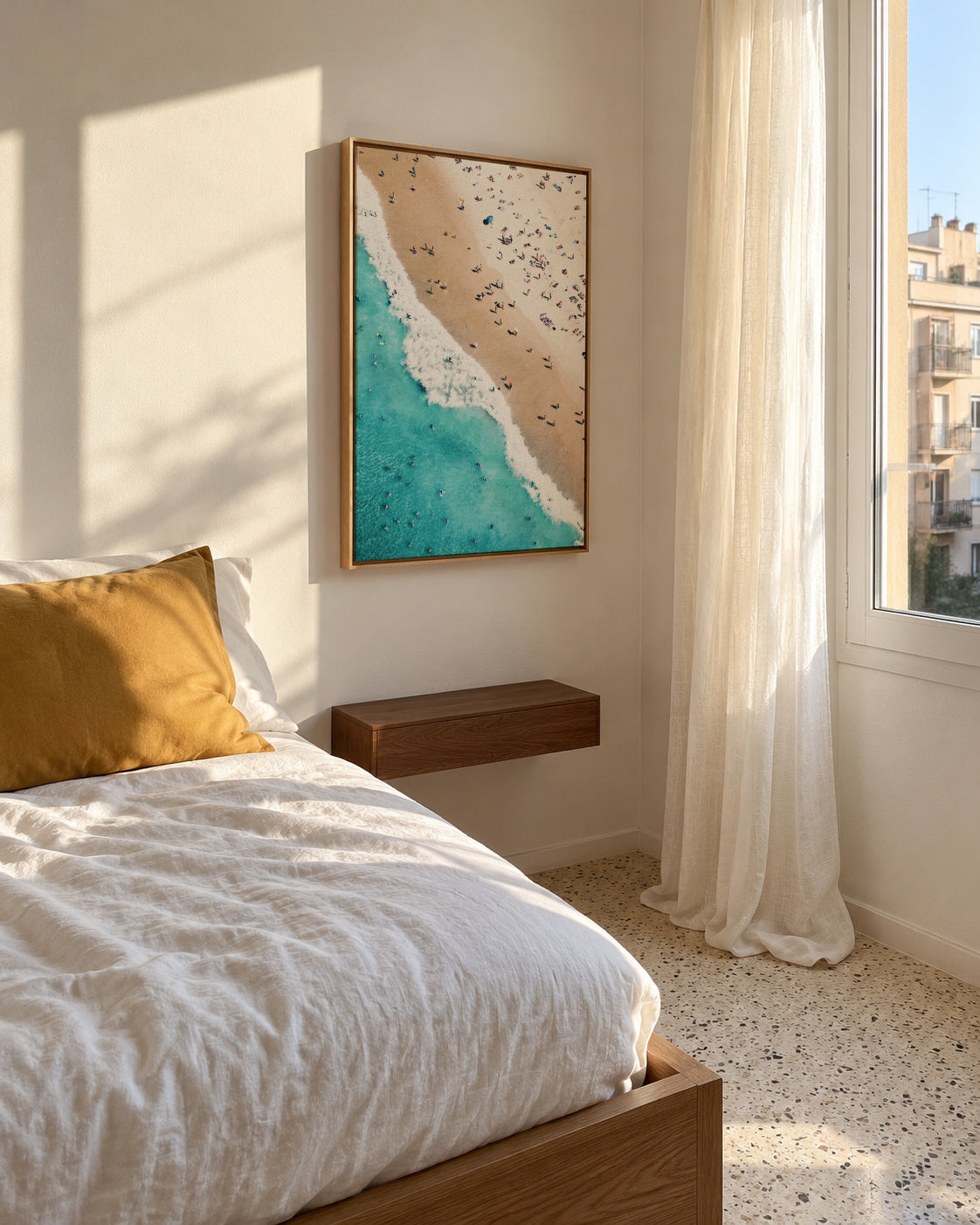 Beach Mood 2 - Framed canvas in an interior