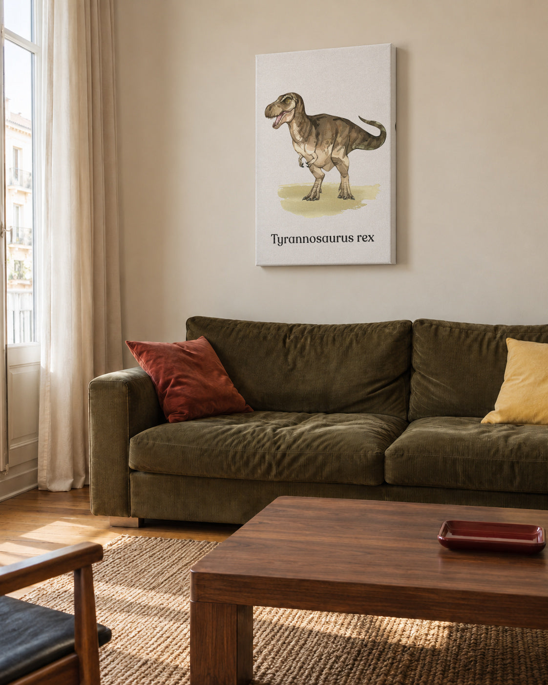 Tyrannosaurus rex - Unframed canvas in an interior