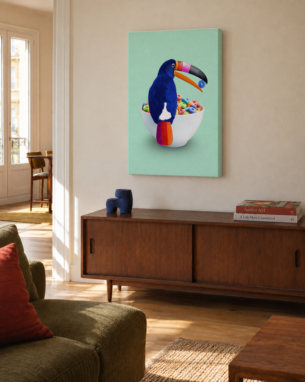 Cereal Toucan - Unframed canvas in an interior