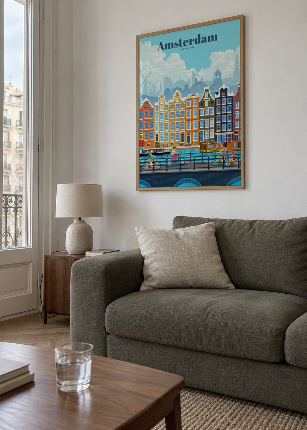 Travel to Amsterdam - Framed poster in an interior