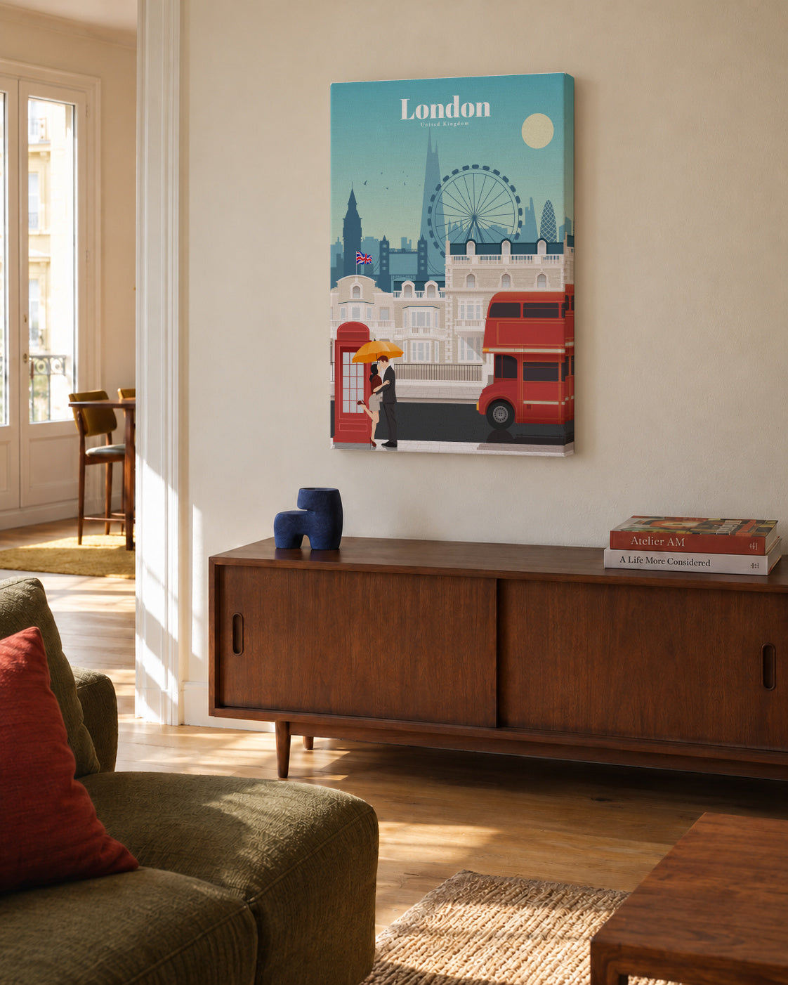 Travel to London - Unframed canvas in an interior