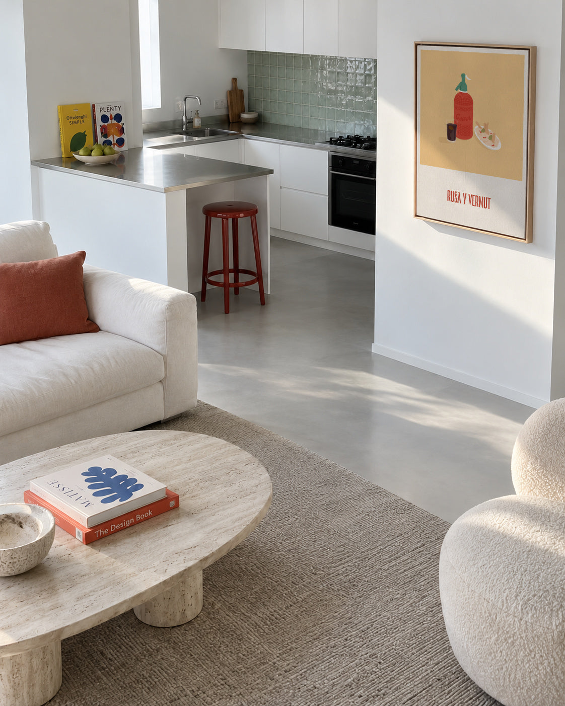 Rusa y vermut - Framed canvas in an interior