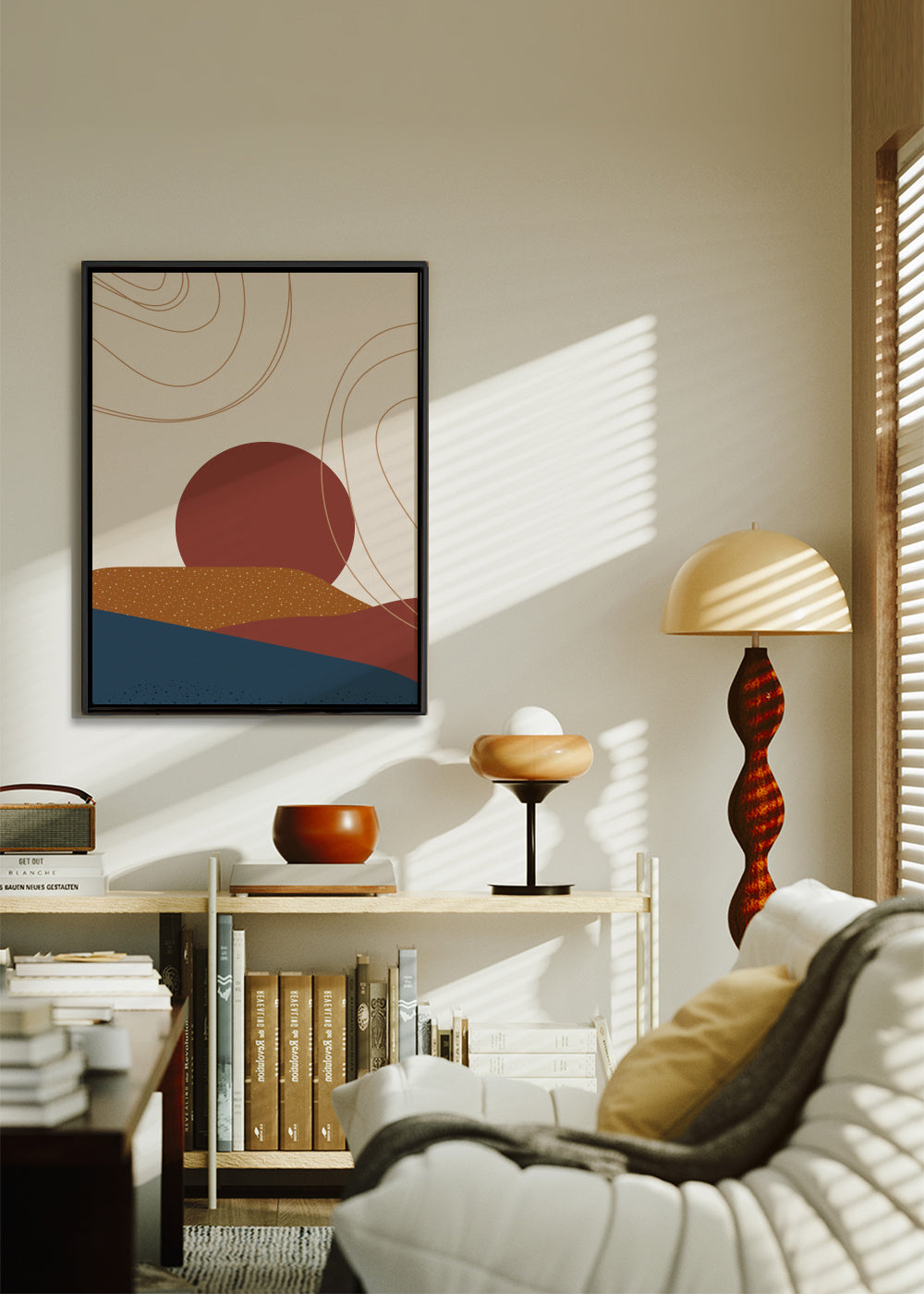 AbstractHill2 - Framed canvas in an interior