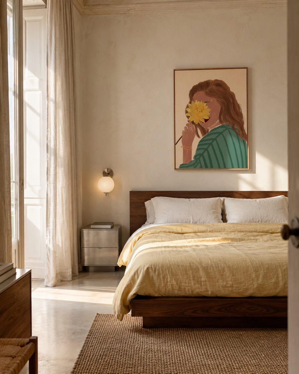 Flower Love Woman Portrait - Framed canvas in an interior