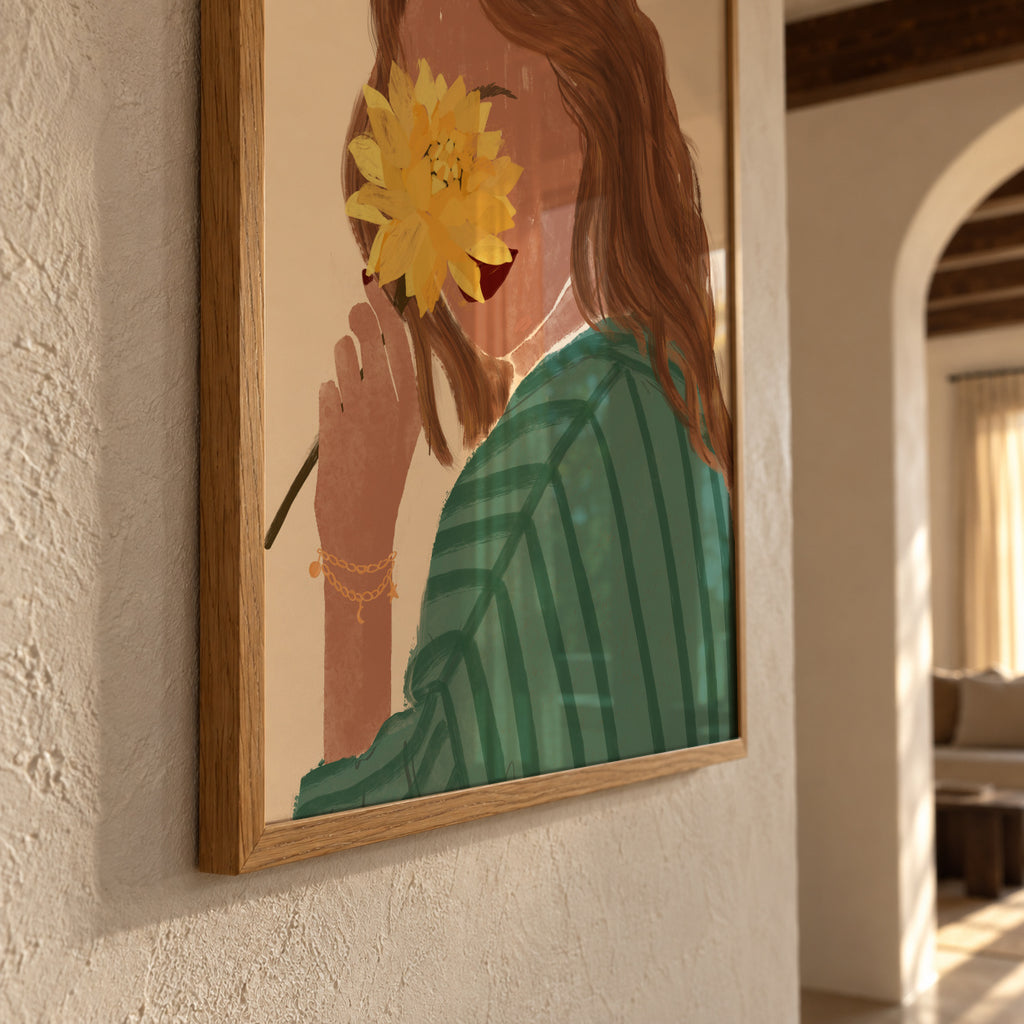 Flower Love Woman Portrait - Framed poster detail